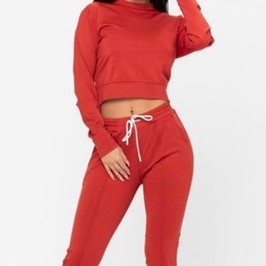 Burnt orange jogger set-Curvy Collection